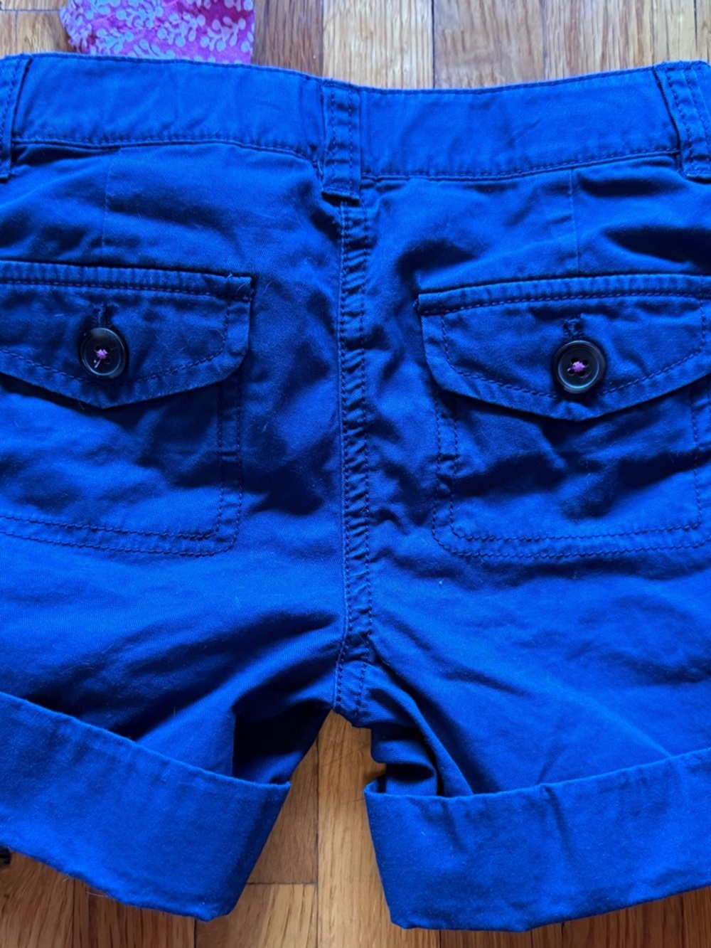 Mini Boden Navy Shorts with Pink Trim and Bow - Picture 3 of 4